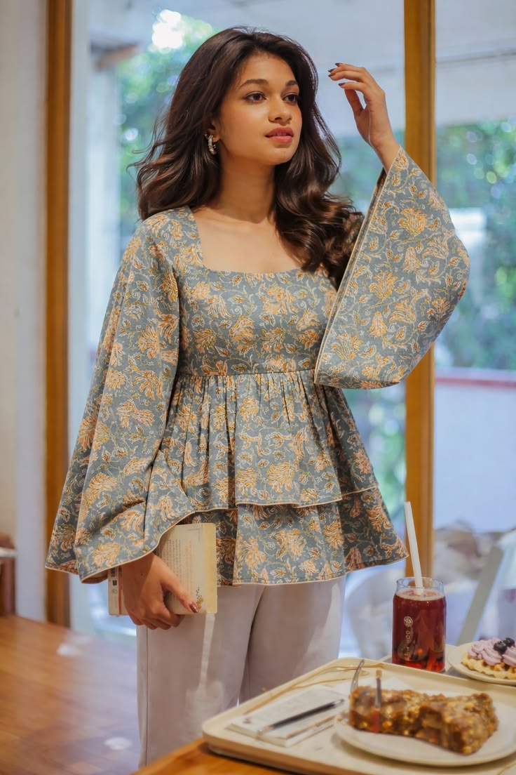 Aveline Bloom Peplum Kurti Top
